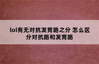 lol有无对抗发育路之分 怎么区分对抗路和发育路